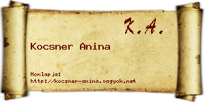 Kocsner Anina névjegykártya